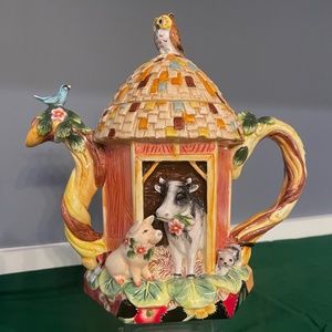 RARE VINTAGE FITZ & FLOYD TEAPOT - Country Chc Barnyard